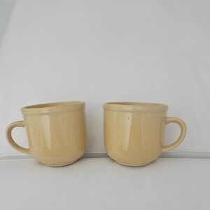 Pair Of Yellow Block Pebblestone Coffee Cups